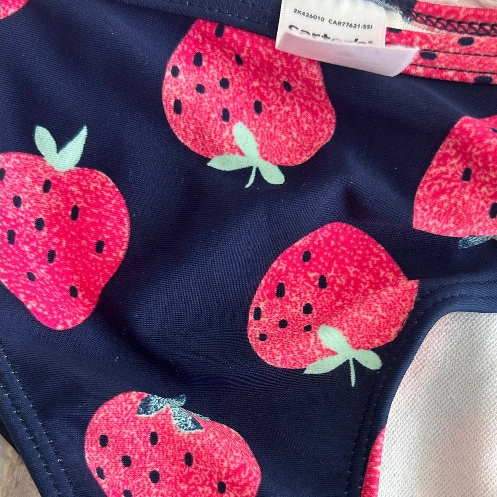 Carter's Pink Strawberry Rashguard with Navy Strawberry Bottoms